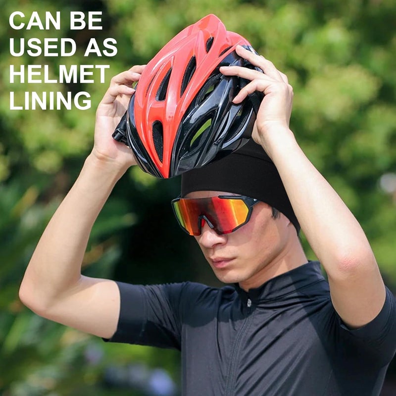 Qearl Men Cooling Skull Caps Helmet Liner Cycling Caps Sweat Wicking Running Beanie Hat for Men Women Multicolor - Image 2